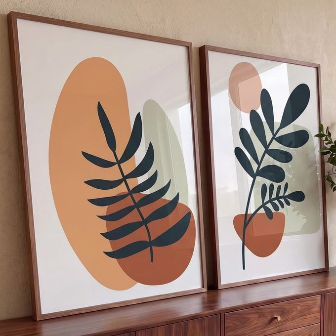 Quadro Decorativo Folhagens Minimalistas