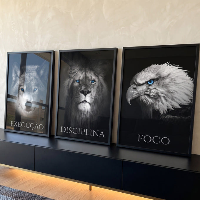 Quadro Decorativo Foco, Execução e Disciplina Transforme Seu Ambiente