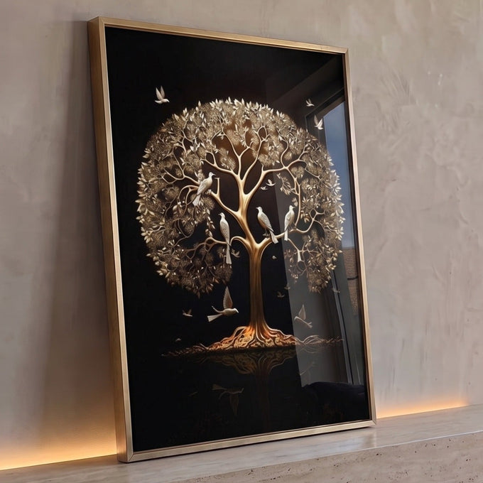 Quadro Decorativo Árvore da Vida Gold Renove Seu Espaço