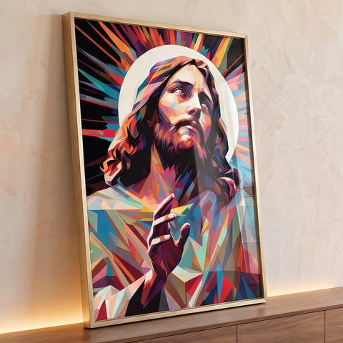 Quadro Decorativo Jesus Abstrato Toque de Fé e Arte