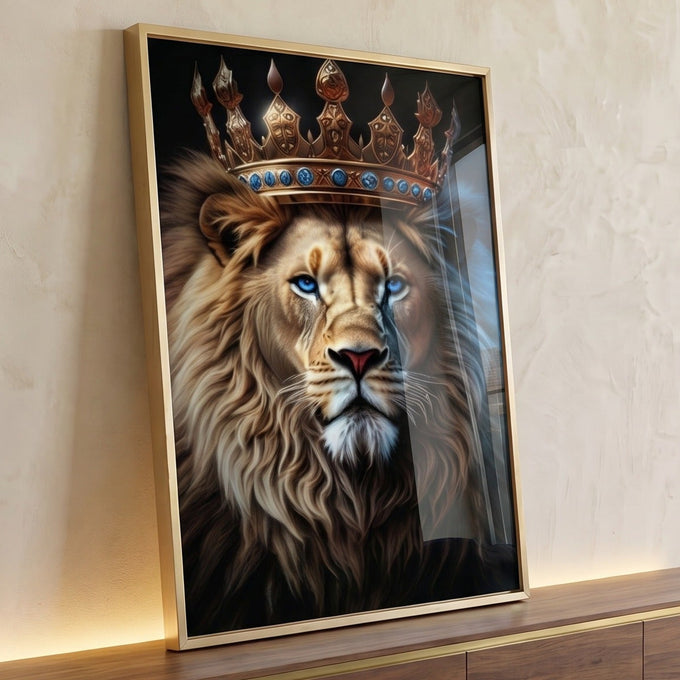 Quadro Decorativo Leão da Coroa Dourada Inspire Poder
