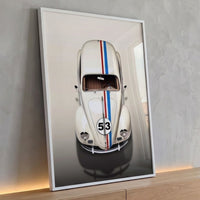 Quadro Decorativo Grande Carro Fusca para Escritório Branco - Borda Infinita / 100x65cm