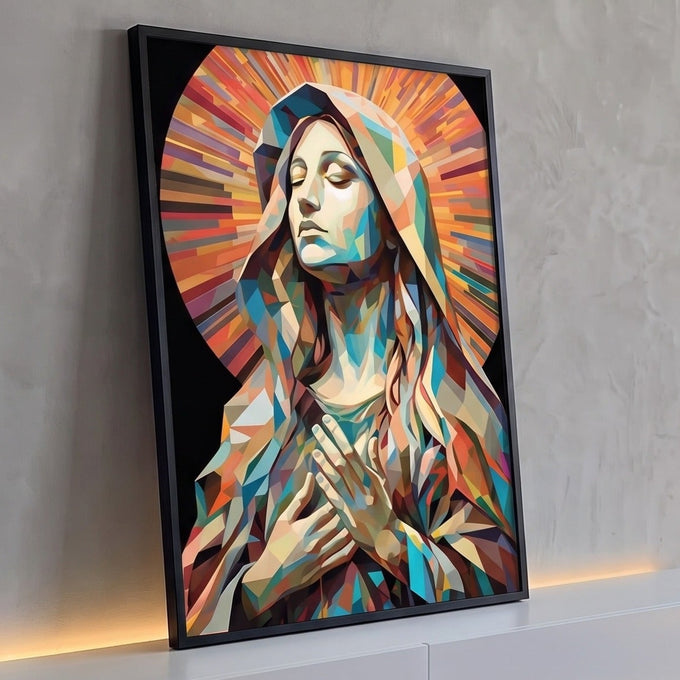 Quadro Decorativo Virgem Maria em Abstração Inspiração Divina