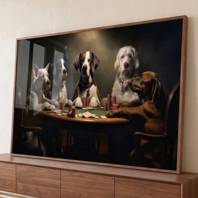 Quadro Decorativo Cachorros Jogando Poker  Arte Divertida e Elegante para Sua Decoração
