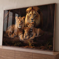 Quadro Decorativo Família de Leão com 3 Filhotes Ternura e Estilo para sua Decoração