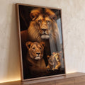 Quadro Decorativo Família de Leão com 2 Filhotes Sofisticação e Estilo para Sua Decoração