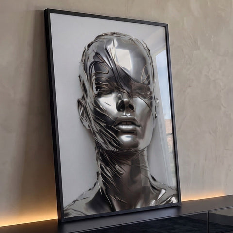 Quadro Decorativo Metálico Rosto Sofisticação e Modernidade para Seu Ambiente