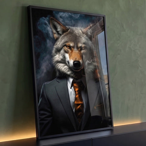 Quadro Decorativo Lobo Empresário Sofisticação e Estilo para Sua Casa