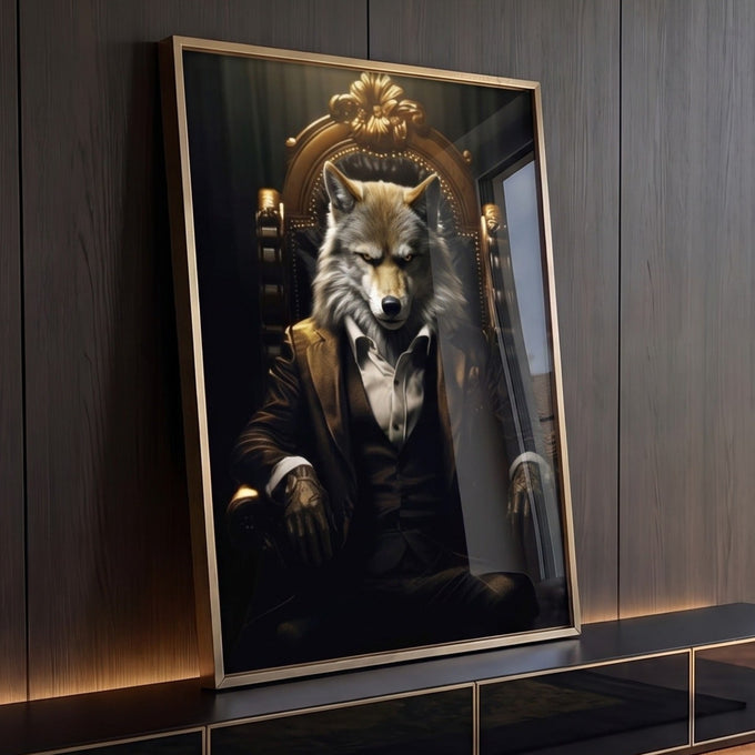Quadro Decorativo Lobo Executivo Elegância e Sofisticação para sua Decoração