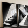 Quadro Decorativo com Escadaria Minimalista em Preto e Branco