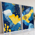 Quadro Decorativo Abstrato Azul e Amarelo Estilo e Sofisticação
