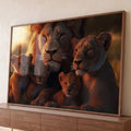 Quadro Decorativo Família Harmônica de Leões Beleza e Sofisticação