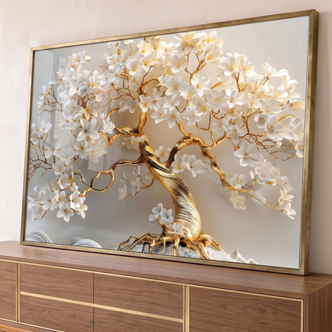 Quadro Decorativo Arvore da Vida em Dourado Arte que Inspira