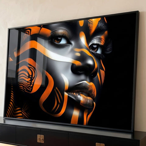 Quadro Decorativo Mulher em Tons Laranjas
