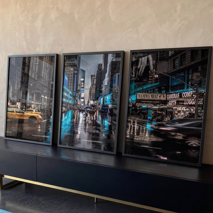 Quadro Decorativo Noite Chuvosa NY Energia Vibrante