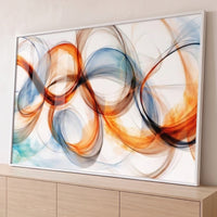 Quadro Decorativo Grande Ondas Fluidas para Sala Laranja - Borda Infinita / 65x100cm