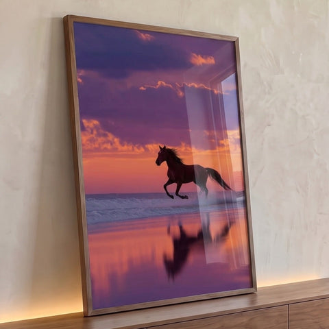 Quadro Decorativo Cavalos ao Entardecer
