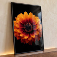 Quadro Decorativo Grande Flor e Vermelha para Sala Laranja - Borda Infinita / 100x65cm