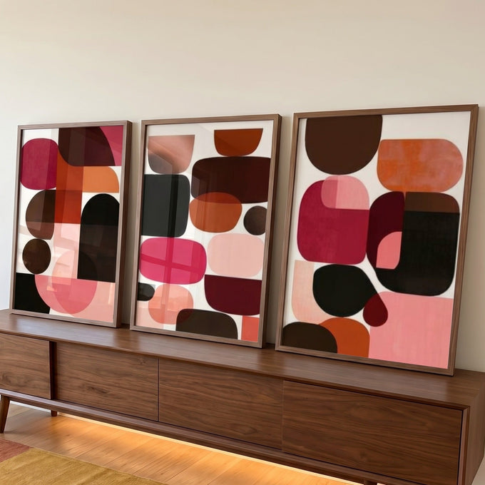 Quadro Decorativo Três Painéis Abstrato