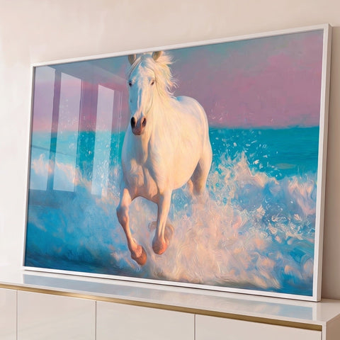 Quadro Decorativo Cavalo Branco em Liberdade