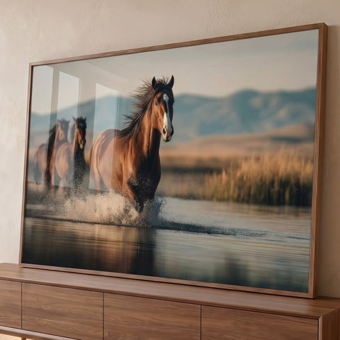 Quadro Decorativo Cavalos Liberdade em Movimento
