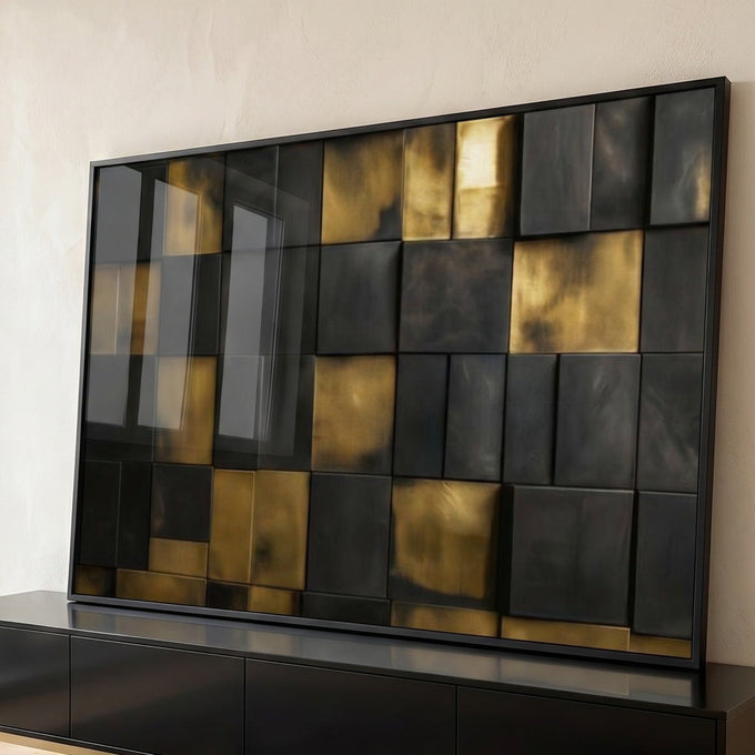 Quadro Decorativo Minimalista Preto e Dourado