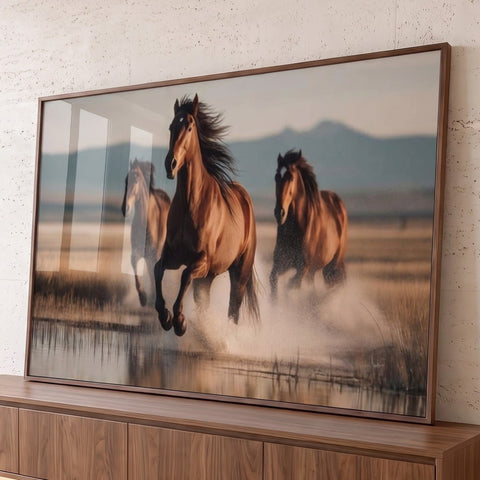 Quadro Decorativo Cavalos Galopando Livres