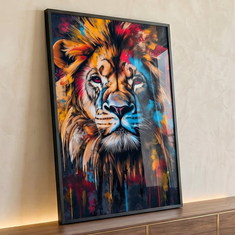 Quadro Decorativo Leão Majestoso e Vibrante