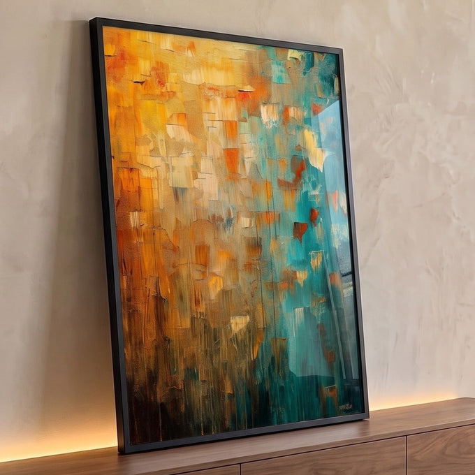 Quadro Decorativo Laranja e Verde Sofisticado