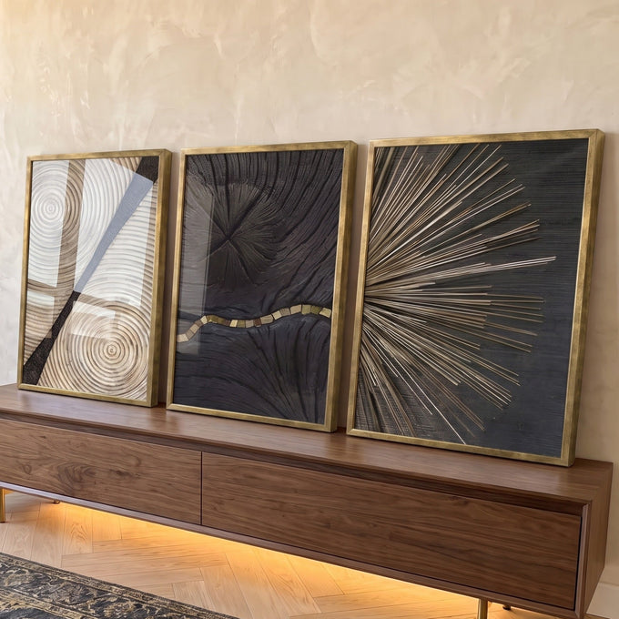 Quadro Decorativo Deslumbre Dourado Luxo e Sofisticação