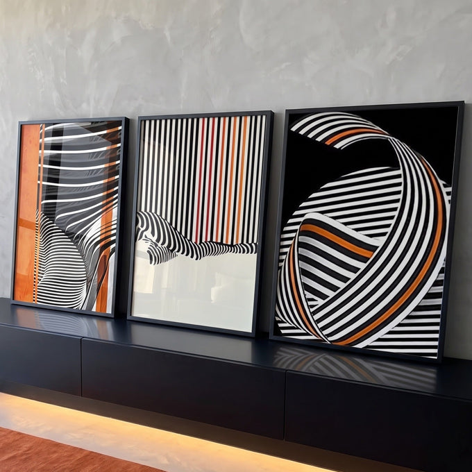 Quadro Decorativo Elegância Moderna Listras Monocromáticas