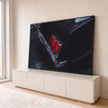 Lanterna traseira vermelha de Mustang clássico preto com gotas de chuva e cromados, quadro decorativo