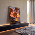 Quadro Decorativo Folhas de Outono com Gotas ao Pôr do Sol | quadros decorativos para sala | folhas de bordo alaranjadas com gotas de água ao pôr do sol sobre o mar | em Quadros para Sala | Porao dos Quadros