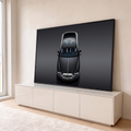 Quadro Decorativo Grande Carro de Luxo para Sala Preto | quadros decorativos para sala | carro preto de luxo fotografado de cima em fundo cinza degradê | em Quadros para Sala | Porao dos Quadros