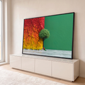 Quadro Decorativo Grande Árvore Entre Parede para Sala | quadros decorativos para sala | árvore verde crescendo entre parede rachada vermelha e parede verde lisa, pessoa sentada ao pé | em Quadros para Sala | Porao dos Quadros
