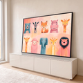 Quadro Decorativo Grande Bichinhos para Quarto de Bebê | quadros decorativos para sala | coleção de bichinhos fofos em aquarela pastel com urso, raposa, girafa e leão | em Quadros para Quarto de Bebê | Porao dos Quadros