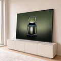 Quadro Decorativo Grande Carro Clássico para Sala Verde | quadros decorativos para sala | carro clássico verde-oliva com listras pretas no capô visto de cima | em Quadros para Sala | Porao dos Quadros