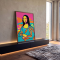 Quadro Decorativo Grande Tela de Pinturas para Sala Rosa | quadros decorativos para sala | Mona Lisa em estilo pop art com cores rosa, amarelo, laranja e turquesa | em Quadros para Sala | Porao dos Quadros