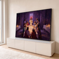 Quadro Decorativo Grande Última Ceia para Sala Roxo | quadros decorativos para sala | Última Ceia com Jesus e doze apóstolos em cena iluminada por velas e tons roxos | em Quadros para Sala | Porao dos Quadros