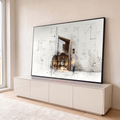 Quadro Decorativo Grande Fachada Moderna para Escritório | quadros decorativos para sala | fachada moderna de vidro e madeira sobreposta a esboço técnico arquitetônico | em Quadros para Escritório | Porao dos Quadros