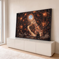 Quadro Decorativo Grande Biblioteca Espiral para Escritório | quadros decorativos para sala | biblioteca circular infinita com escada em espiral levando a claraboia azul | em Quadros para Escritório | Porao dos Quadros