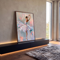 Quadro Decorativo Bailarina em Tutu Pastel com Pinceladas | quadros decorativos para sala | bailarina em tutu pastel dançando na ponta dos pés com pinceladas texturizadas | em Quadros para Sala | Porao dos Quadros