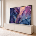Quadro Decorativo Grande Abstrato e Azul para Sala Roxo | quadros decorativos para sala | arte abstrata fluida em roxo, azul e rosa com veios dourados e núcleo pêssego | em Quadros para Sala | Porao dos Quadros