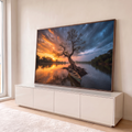 Quadro Decorativo Grande Árvore e Barco para Sala Laranja | quadros decorativos para sala | árvore de raízes expostas com barco de madeira à beira de rio ao pôr do sol | em Quadros para Sala | Porao dos Quadros