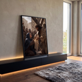Quadro Decorativo Grande Jesus Carregando Cruz para Sala | quadros decorativos para sala | Jesus carregando a cruz com coroa de espinhos recebe pano de mulher ajoelhada | em Quadros para Sala | Porao dos Quadros