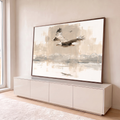 Quadro Decorativo Grande Águia Americana para Sala Marrom | quadros decorativos para sala | águia-de-cabeça-branca voando com asas abertas em pinceladas marrom e bege | em Quadros para Sala | Porao dos Quadros