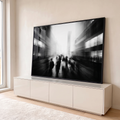 Quadro Decorativo Grande Rua Urbana para Sala Preto | quadros decorativos para sala | rua urbana em preto e branco com silhuetas borradas em longa exposição | em Quadros para Sala | Porao dos Quadros
