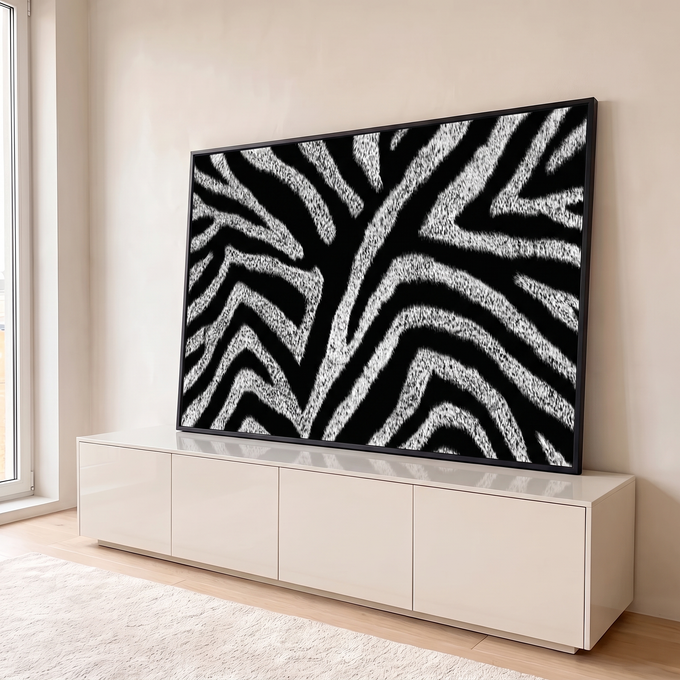 Quadro Decorativo Grande Textura de Zebra para Sala Preto | quadros decorativos para sala | textura de pelagem de zebra em preto e branco com listras em zigue-zague | em Quadros para Sala | Porao dos Quadros