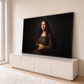 Quadro Decorativo Grande Retrato Feminino para Sala Verde | quadros decorativos para sala | mulher de véu preto e vestido verde em pose inspirada na Mona Lisa | em Quadros para Sala | Porao dos Quadros
