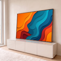 Quadro Decorativo Grande Camadas Abstratas para Sala Laranja - Borda Infinita / 65x100cm